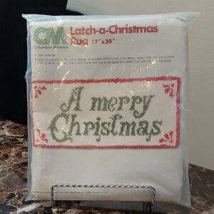 NOS Vintage Columbia-Minerva Latch-a-Christmas "A Merry Christmas" 17" X 39" Rug